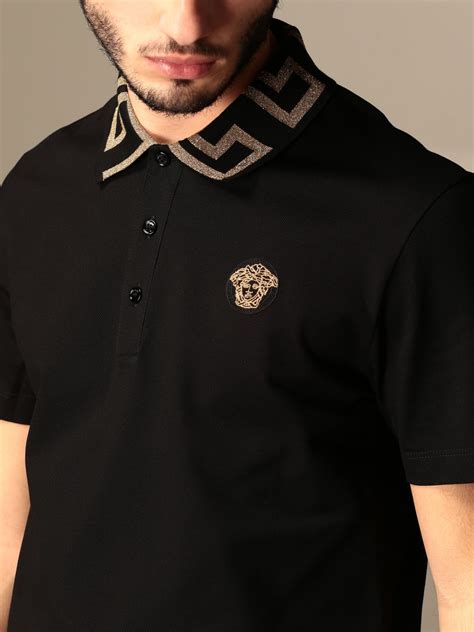 black and gold mens versace shirt|Versace polo shirts for men.